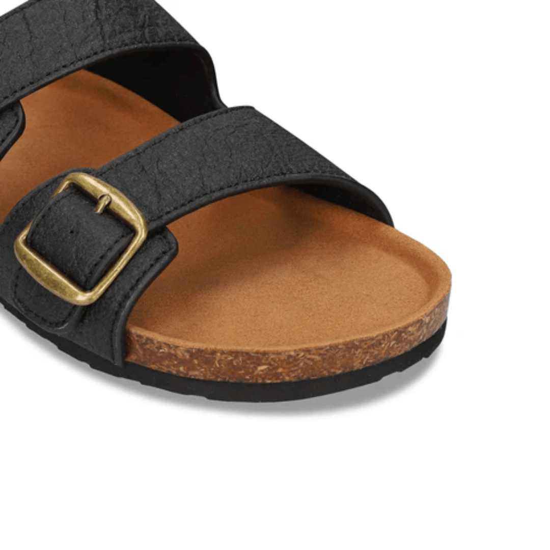 Black Sandals with Buckle Closure