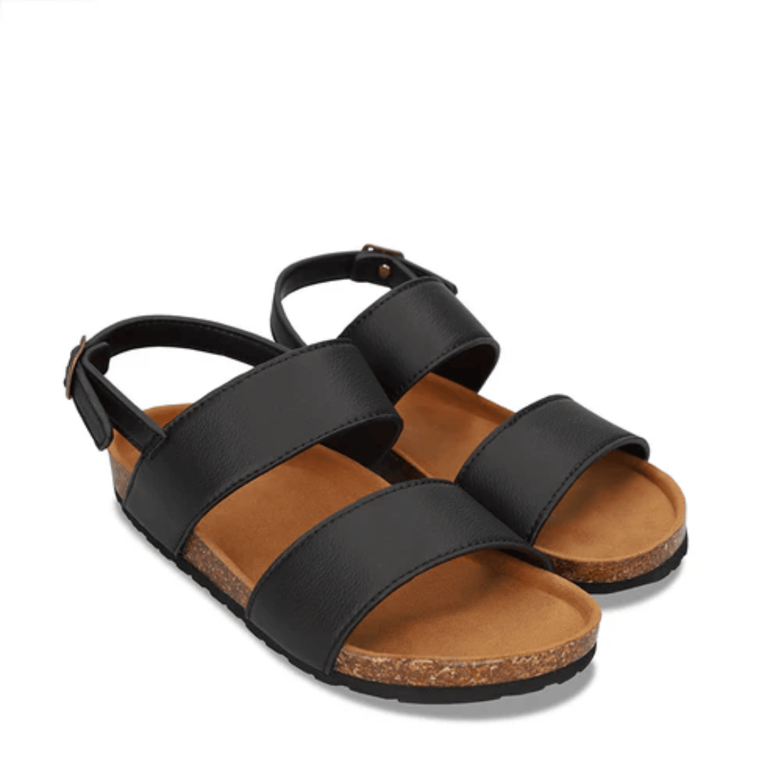 Black Flats Sandals with Wide Strap