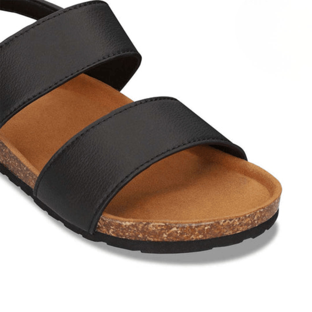 Black Flats Sandals with Wide Strap