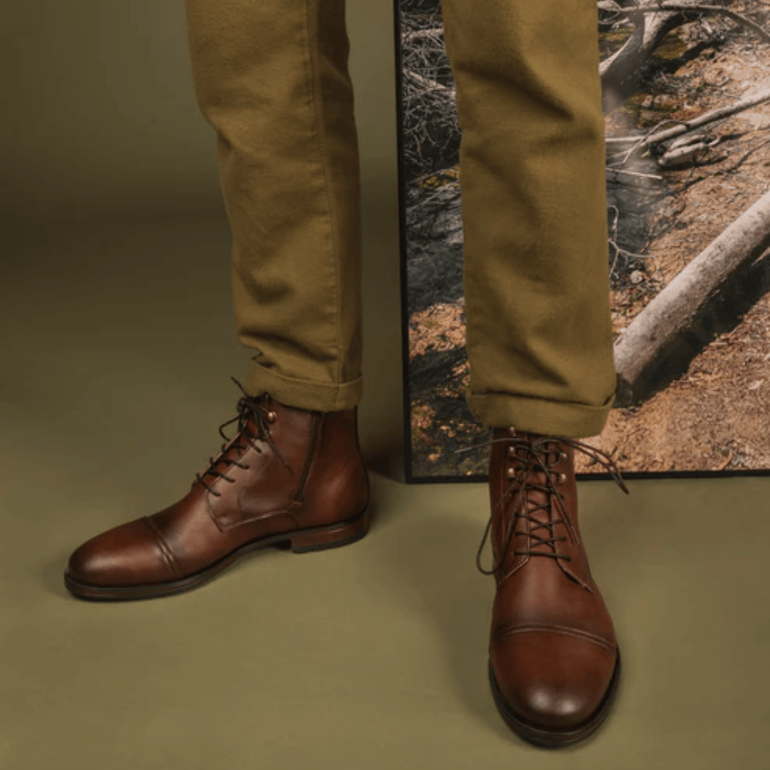 Brown Derby Boots with Zipper