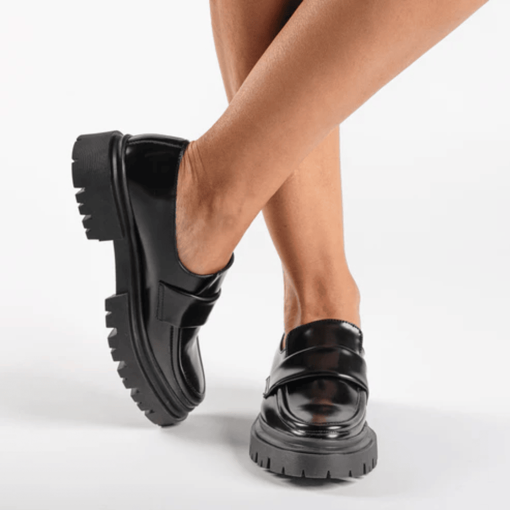 Microfiber Slip-On Loafers with Foot Strap