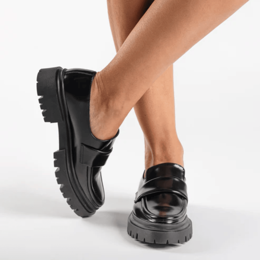 Microfiber Slip-On Loafers with Foot Strap