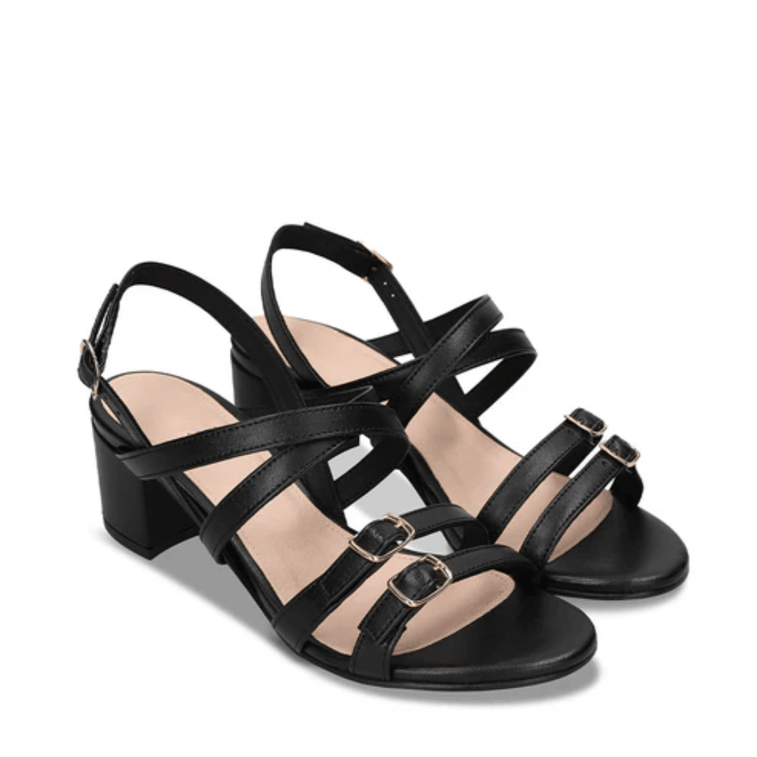 Black Heels with Buckle Closure