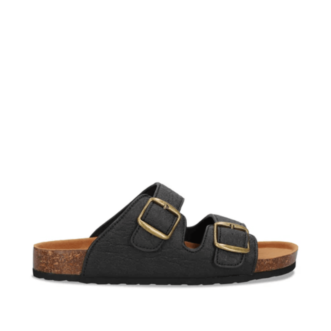 Black Sandals with Buckle Closure
