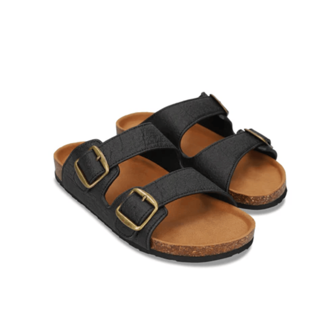 Black Sandals with Buckle Closure