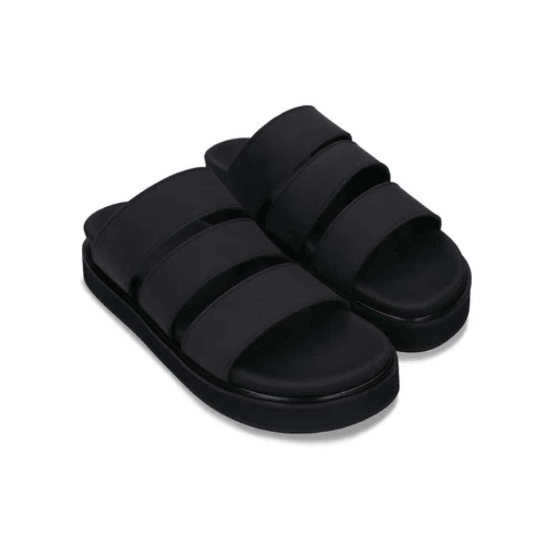 Black Triple-Strap Sandals