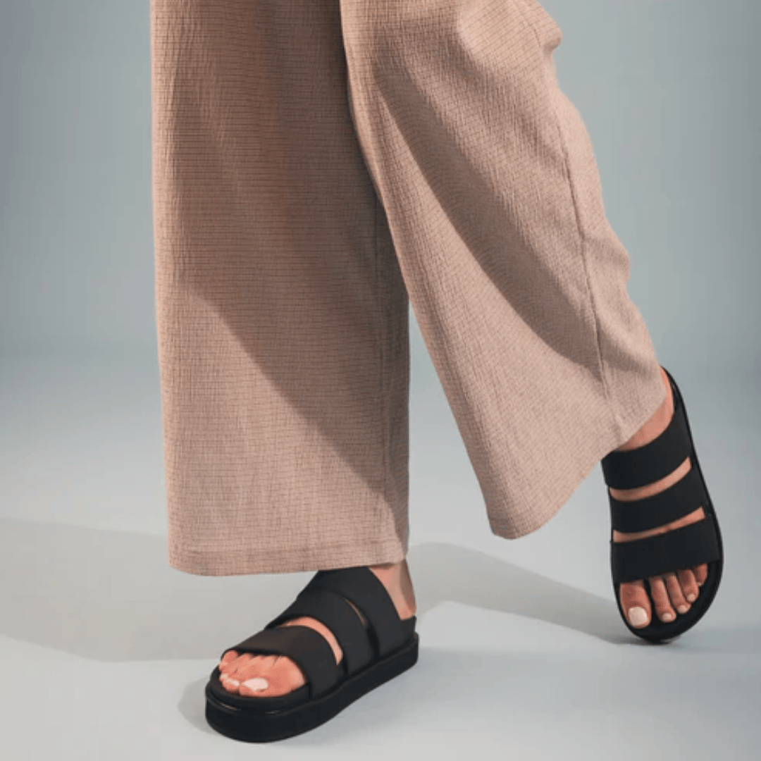 Black Triple-Strap Sandals