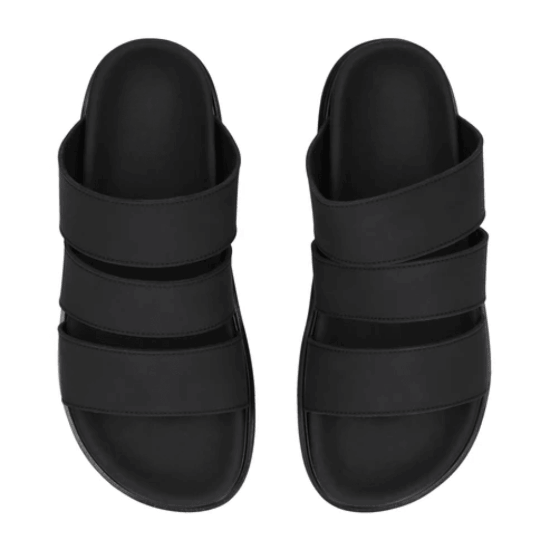 Black Triple-Strap Sandals