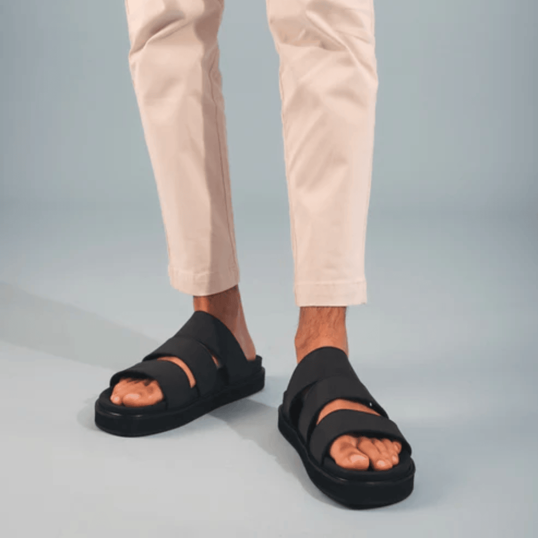 Black Triple-Strap Sandals