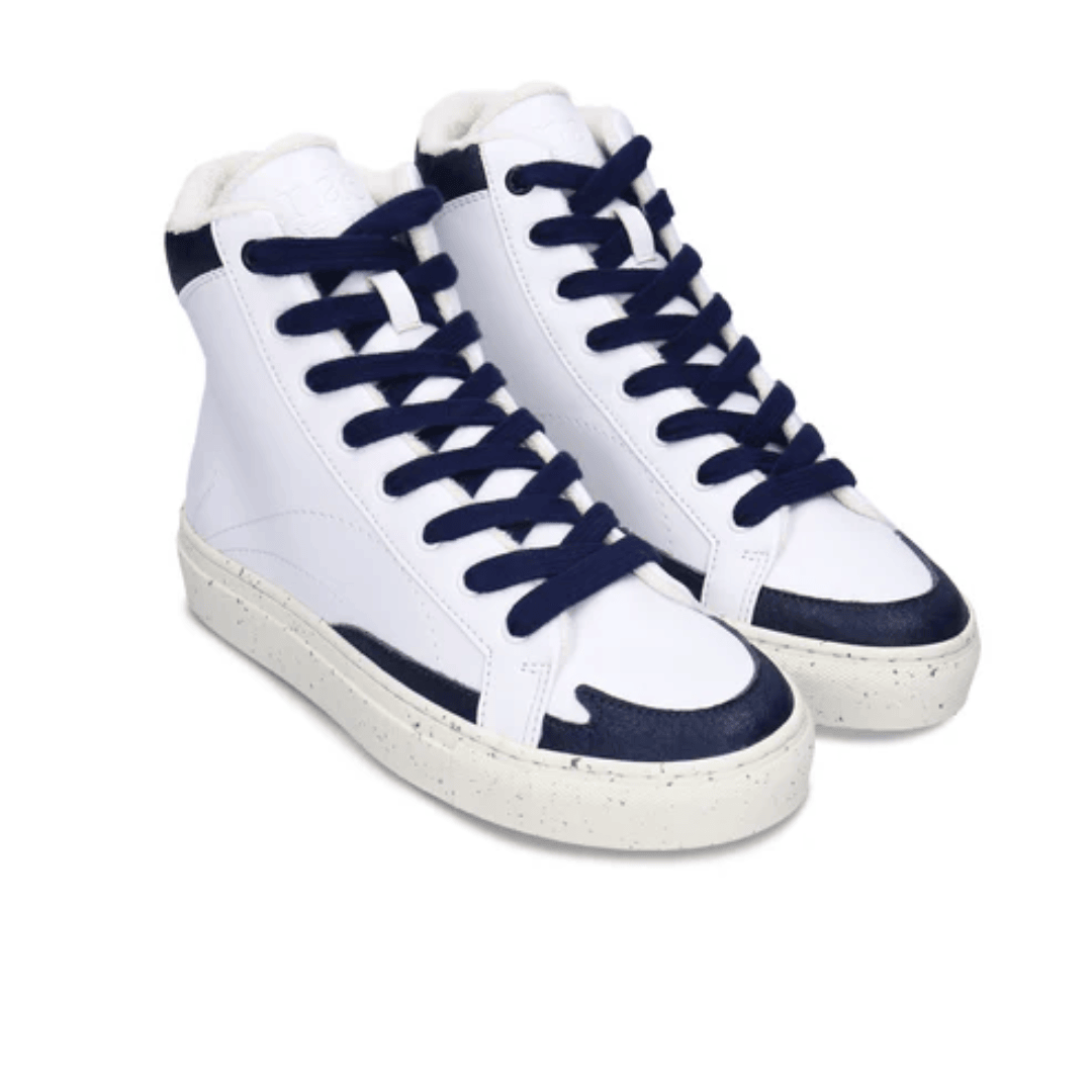Blue High-Top Sneakers with Plant-Based Detail