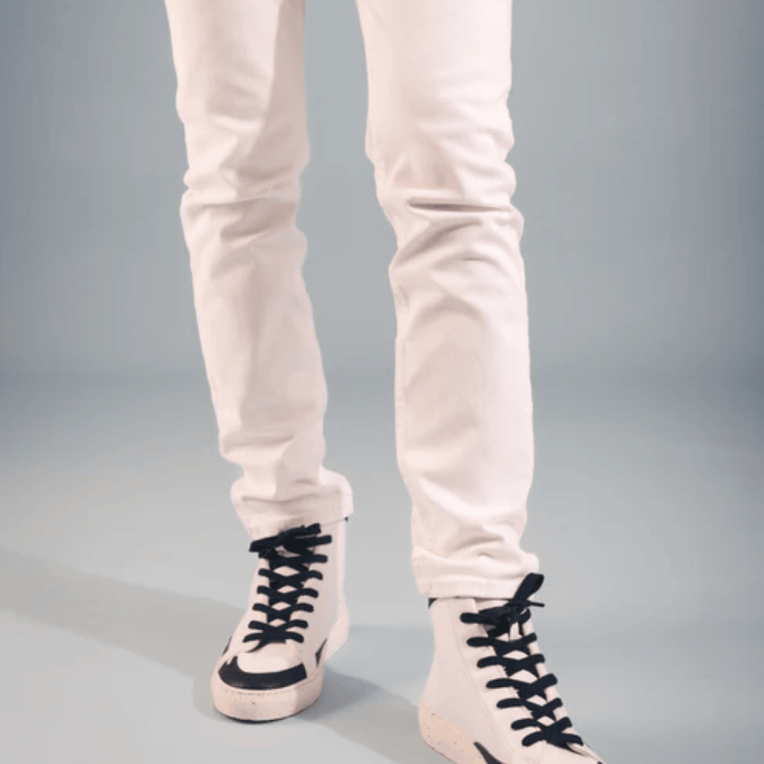 Blue High-Top Sneakers with Plant-Based Detail