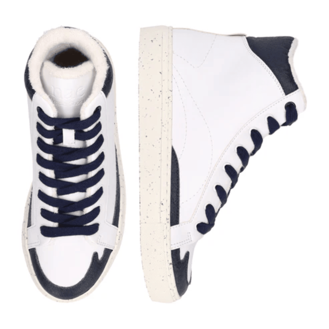 Blue High-Top Sneakers with Plant-Based Detail