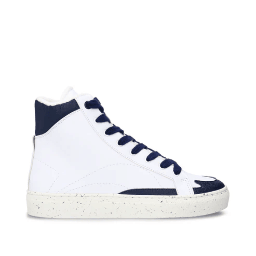 Blue High-Top Sneakers with Plant-Based Detail