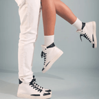Blue High-Top Sneakers with Plant-Based Detail