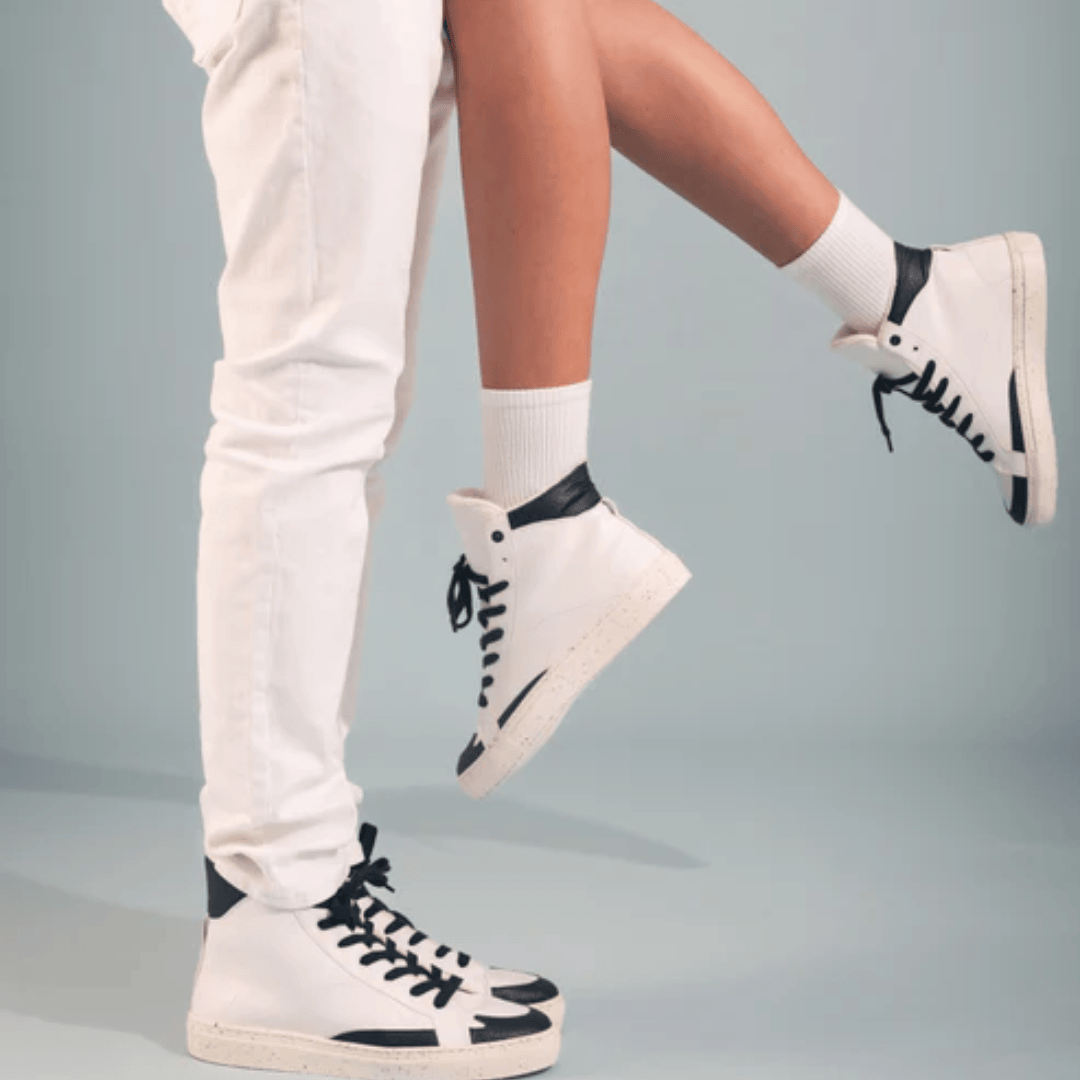 Blue High-Top Sneakers with Plant-Based Detail