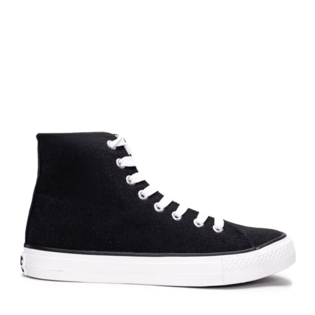 Black High-Top Lace-Up Sneakers