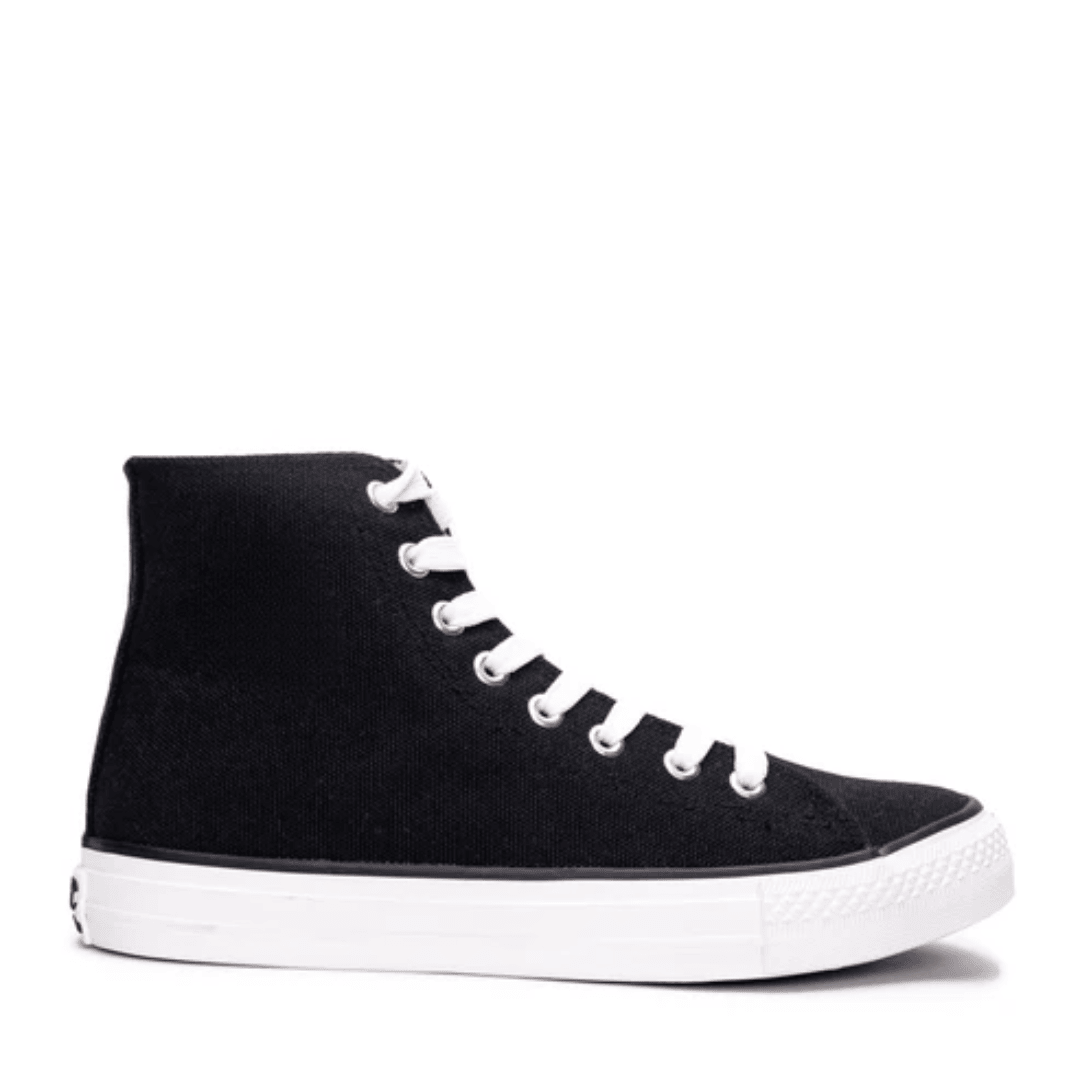 Black High-Top Lace-Up Sneakers