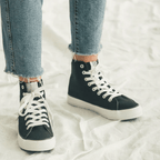 Black High-Top Lace-Up Sneakers