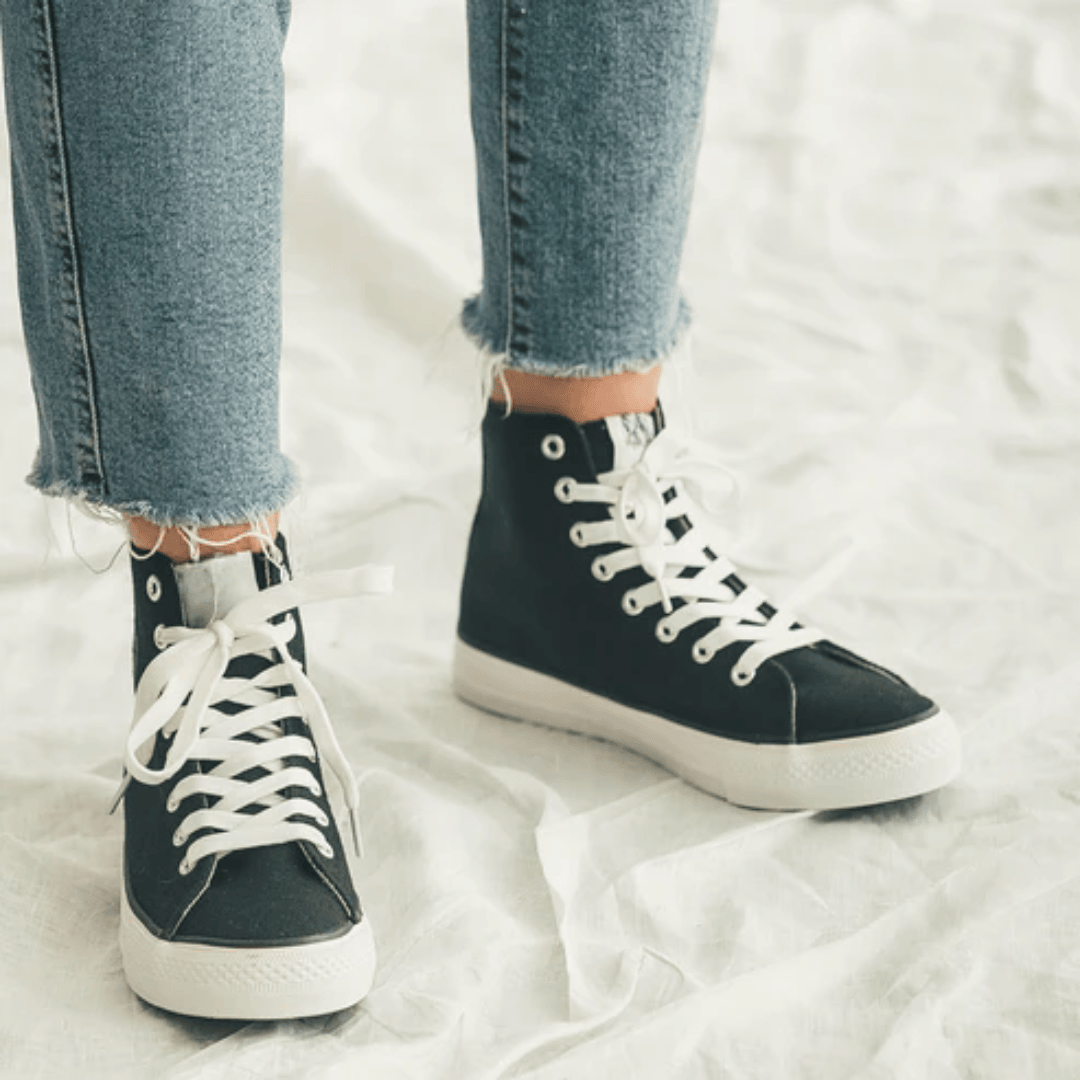 Black High-Top Lace-Up Sneakers