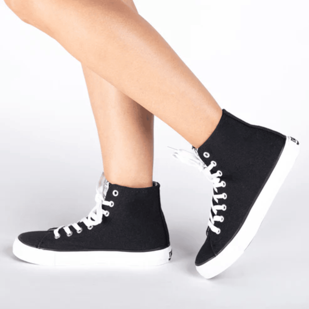 Black High-Top Lace-Up Sneakers