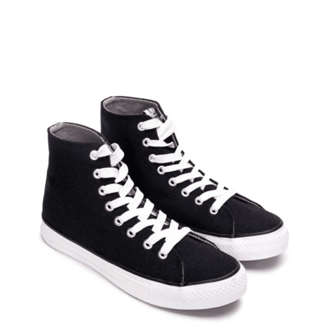 Black High-Top Lace-Up Sneakers