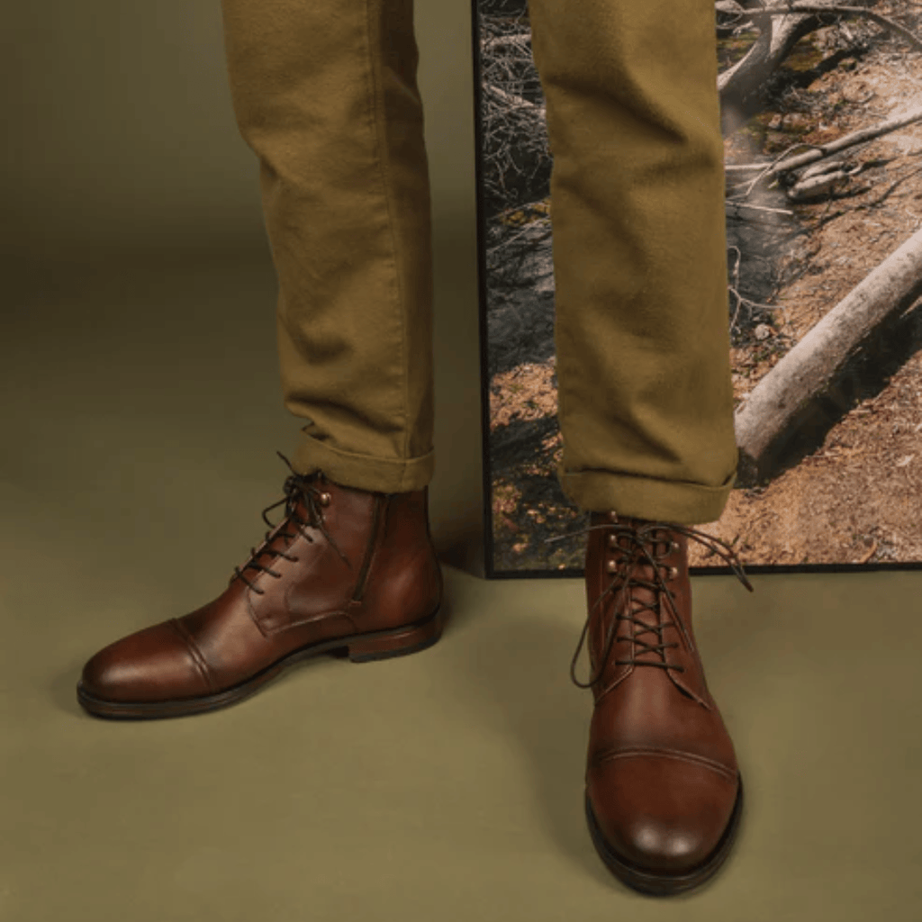 Brown Derby Boots with Zipper